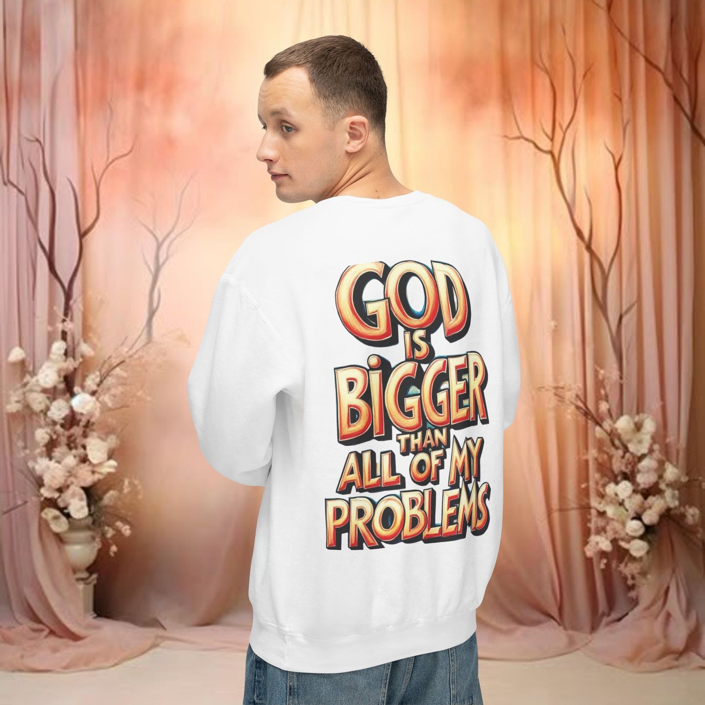 Inspiring Unisex Crewneck Sweatshirt, Cozy God is Bigger than My Problems Sweatshirt.