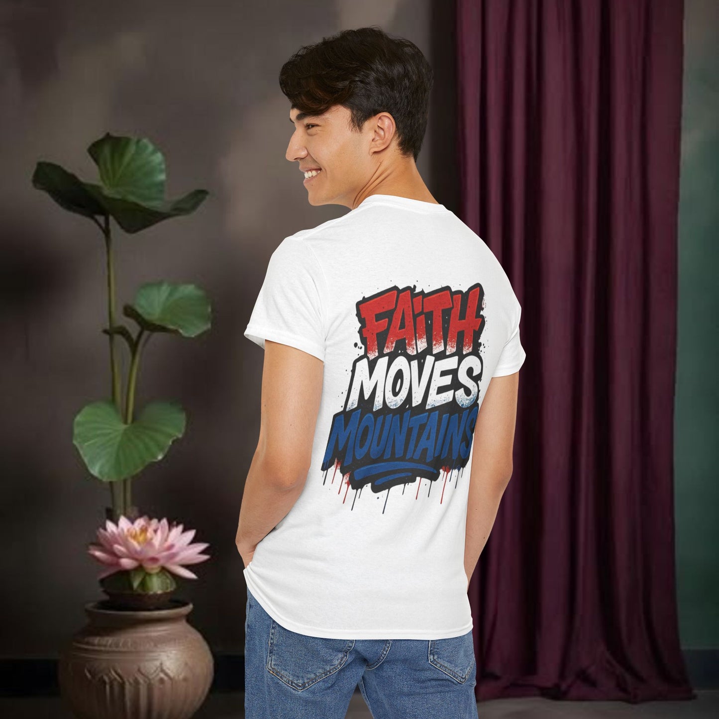 Faith Moves Mountains Unisex Heavy Cotton Tee - Inspirational Gift.