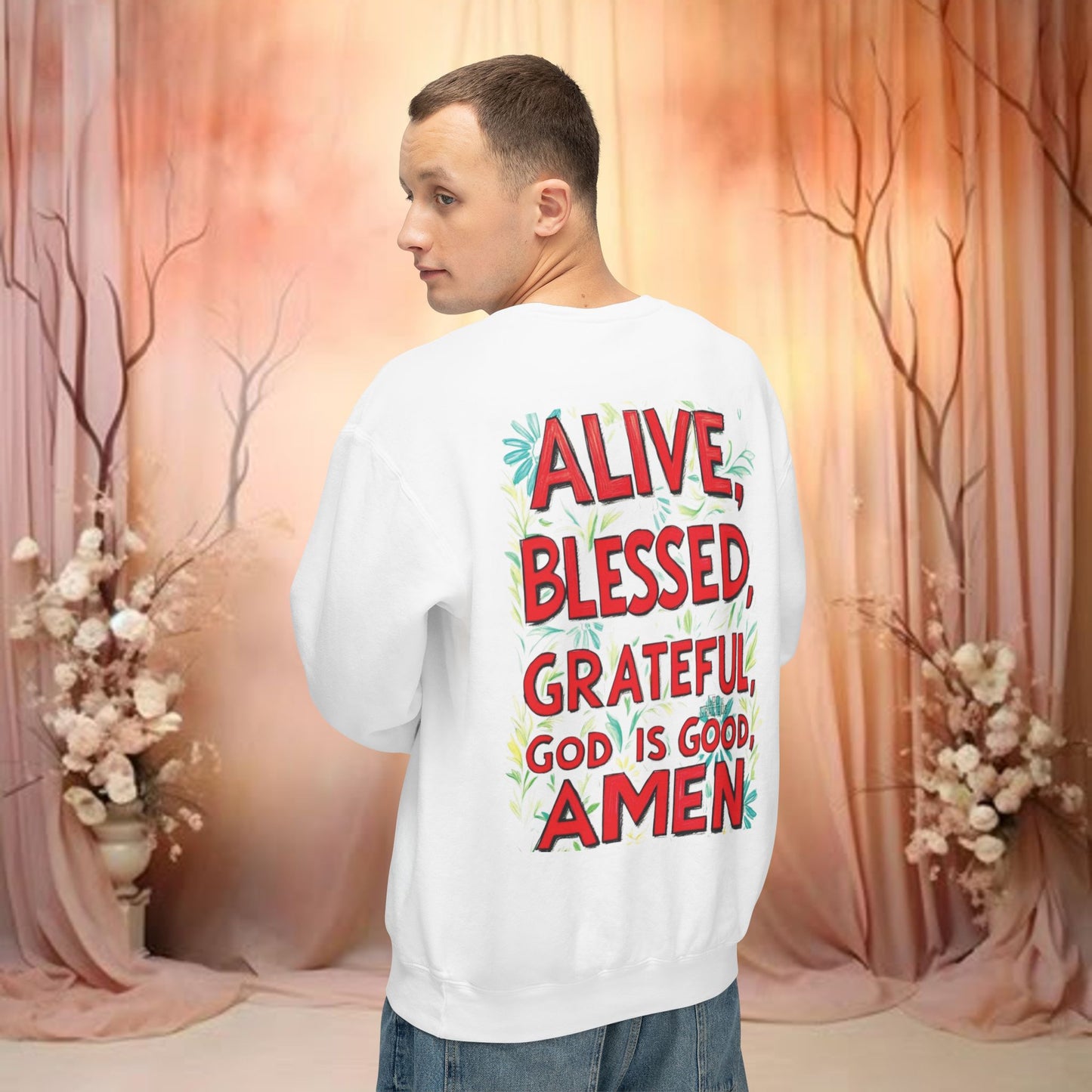 Unisex Lightweight Crewneck Sweatshirt - Alive, Blessed, Grateful.
