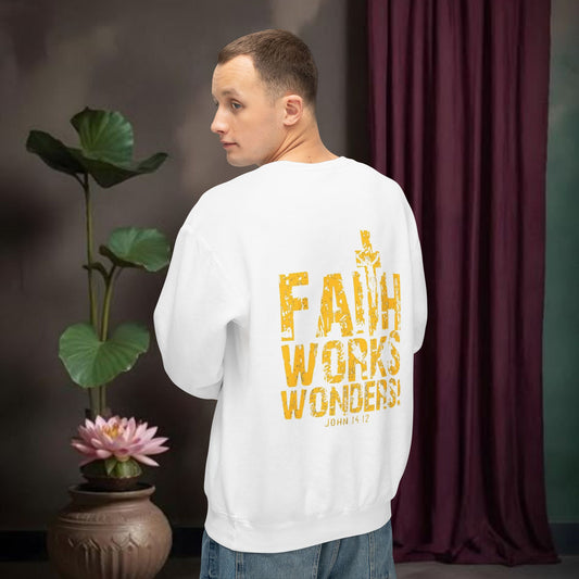Faith Works Wonders Unisex Lightweight Crewneck Sweatshirt.